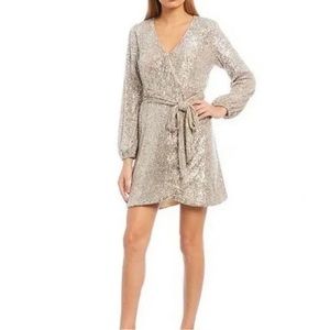 COPY - Gianni Bini Silver Sequin Wrap Dress